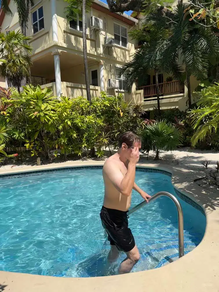 Photo of Luke exciting the pool at The Palms Oceanfront Suites San Pedro