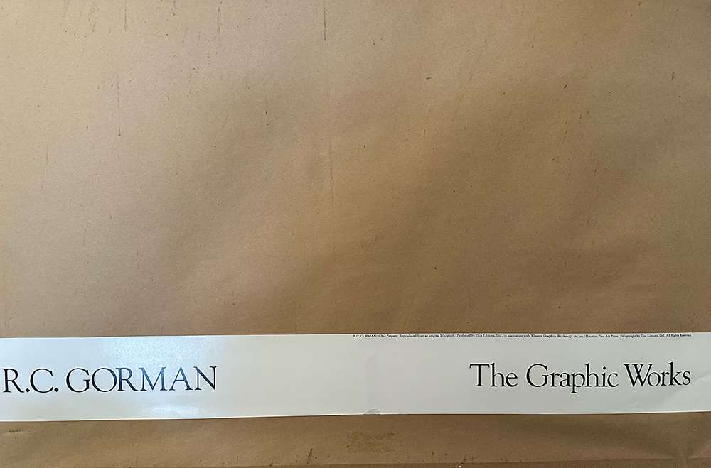 Photo of the back of R.C. Gorman's Chili Peppers for Applied Worldwide blog "Buying R.C. Gorman Art at the Thrift in Arizona"