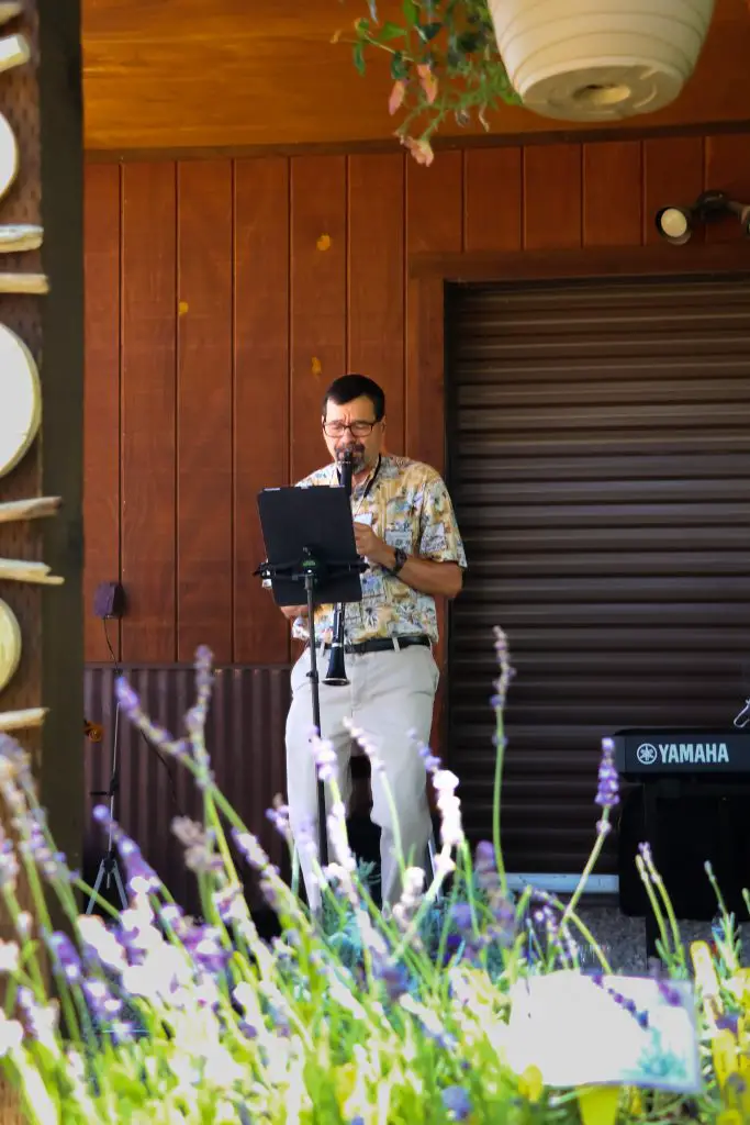 Mick Wilson, clarinetist, playing at the Colorado Lavender Festival