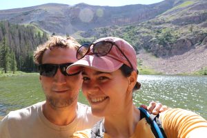 Selfie of Luke Hanna and Stephanie Wilson on an adventure travel hike.