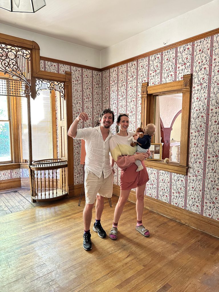 Photo of Stephanie's sister, nephew, and brother-in-law in the historic Hartman Castle of Gunnison, CO for Applied Worldwide blog "5 Types of Family Vacation Everyone Should Love"
